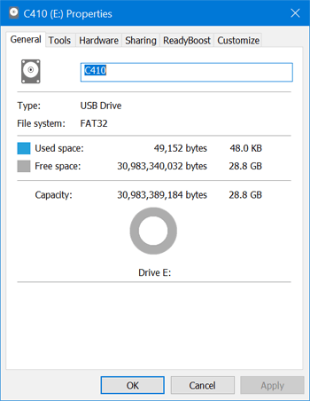 Capacity FAT32
