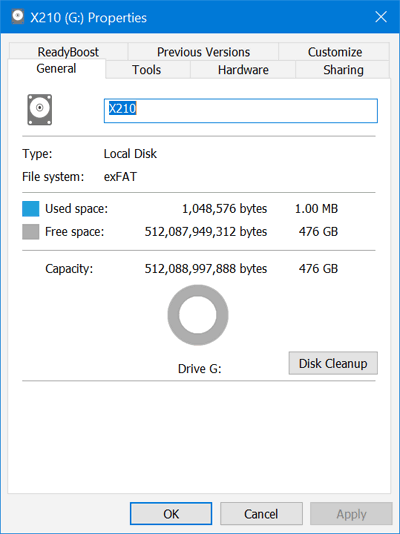 Capacity ExFat
