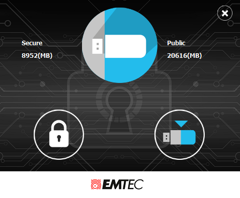 Emtec ECMMD64GB123 - Clé USB 3.2 Click Secure Cryptée 64GB Sécurisé