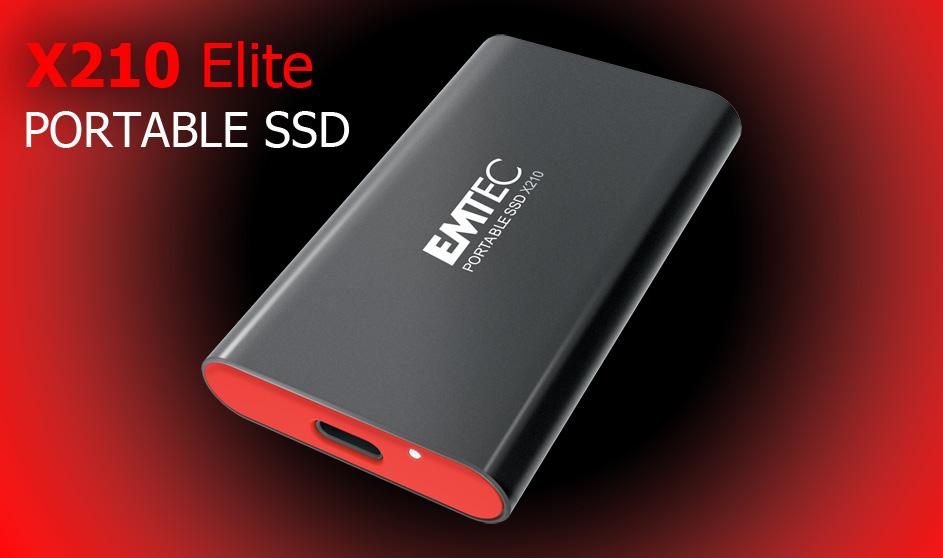 HDEE EMTEC SSD Externe Elite X210 2To 1100Mo/s USB-C 3.2 (dont Taxes 6.00€