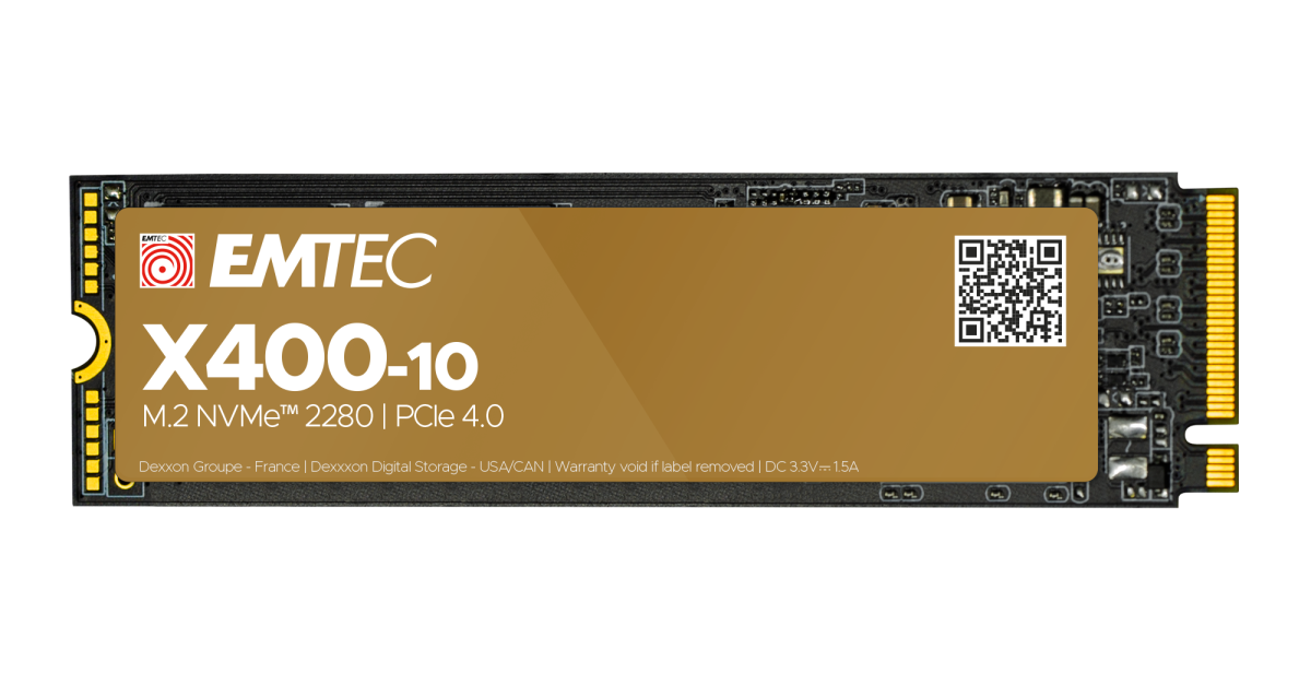 Emtec - Disque SSD Interne Collection X400 Power Pro M.2 2280 NVMe - 4To,  4TB - ECSSD4TX400 - PCIe Gen4x4-3D NAND - Idéal pour Gamer, Jeux Vidéo