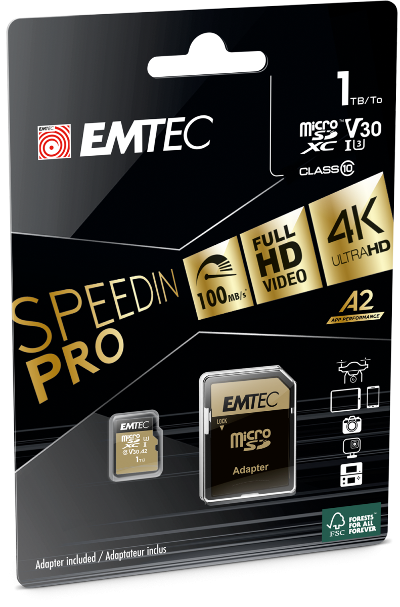 microSD UHSI U3 A1, A2 SpeedIN Pro EMTEC
