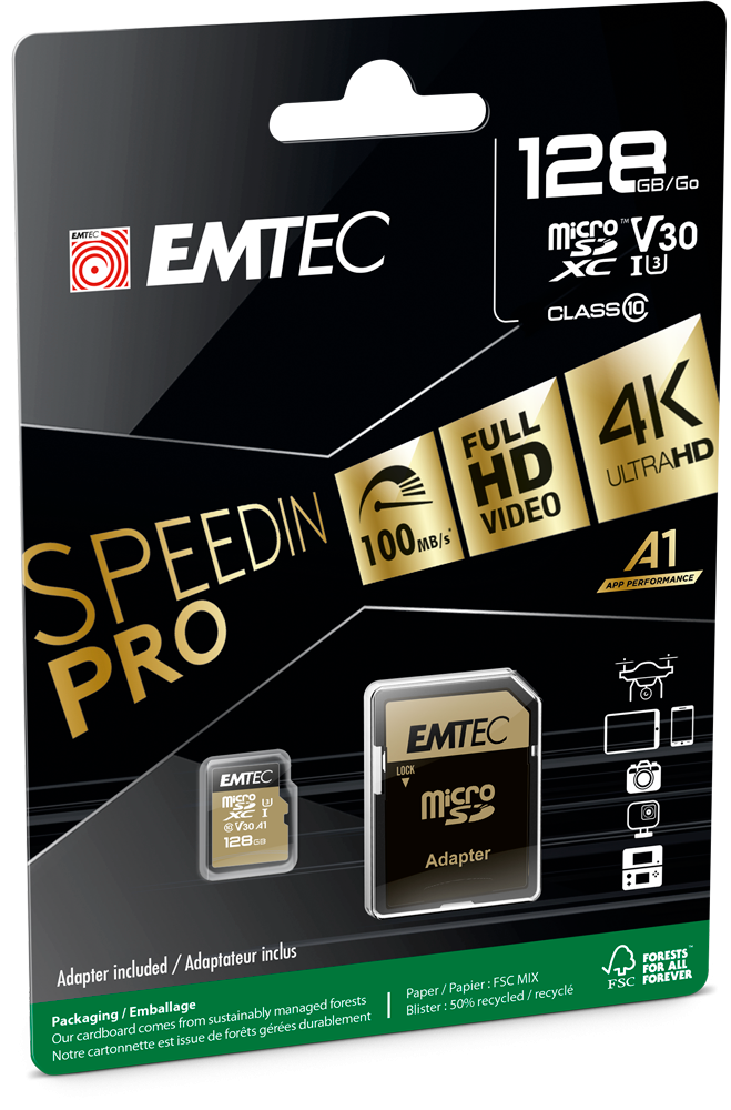 Emtec Speedin Pro Microsd Ush I U3 A2 256 Gb Card Tarjeta MicroSD
