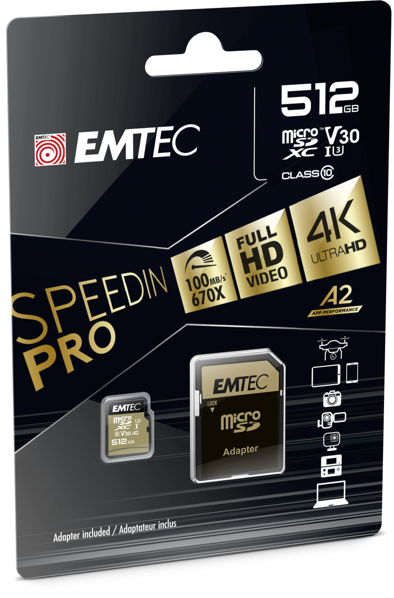 microSD UHSI U3 A1, A2 SpeedIN Pro EMTEC