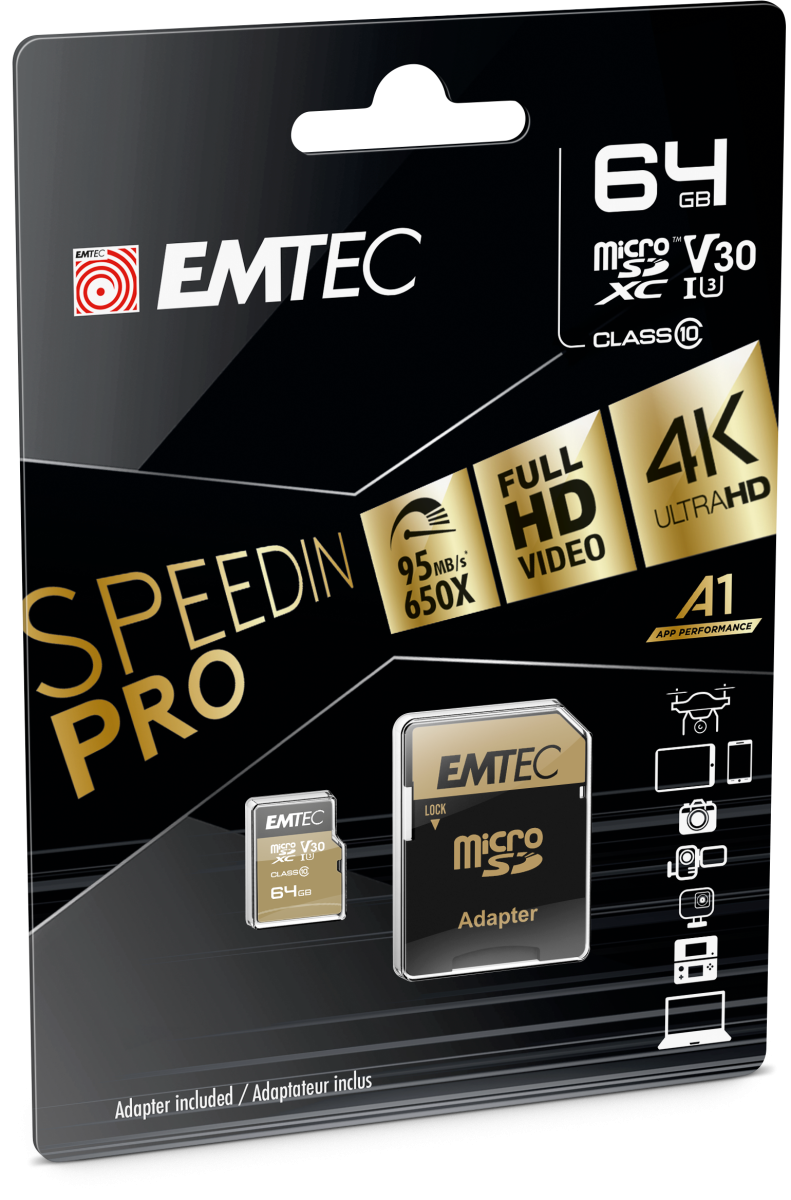 microSD UHSI U3 A1, A2 SpeedIN Pro EMTEC