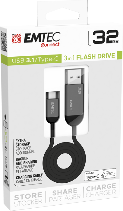 Emtec Dual USB-Stick 32 GB – USB 3.1 Mit Type-C Anschluss